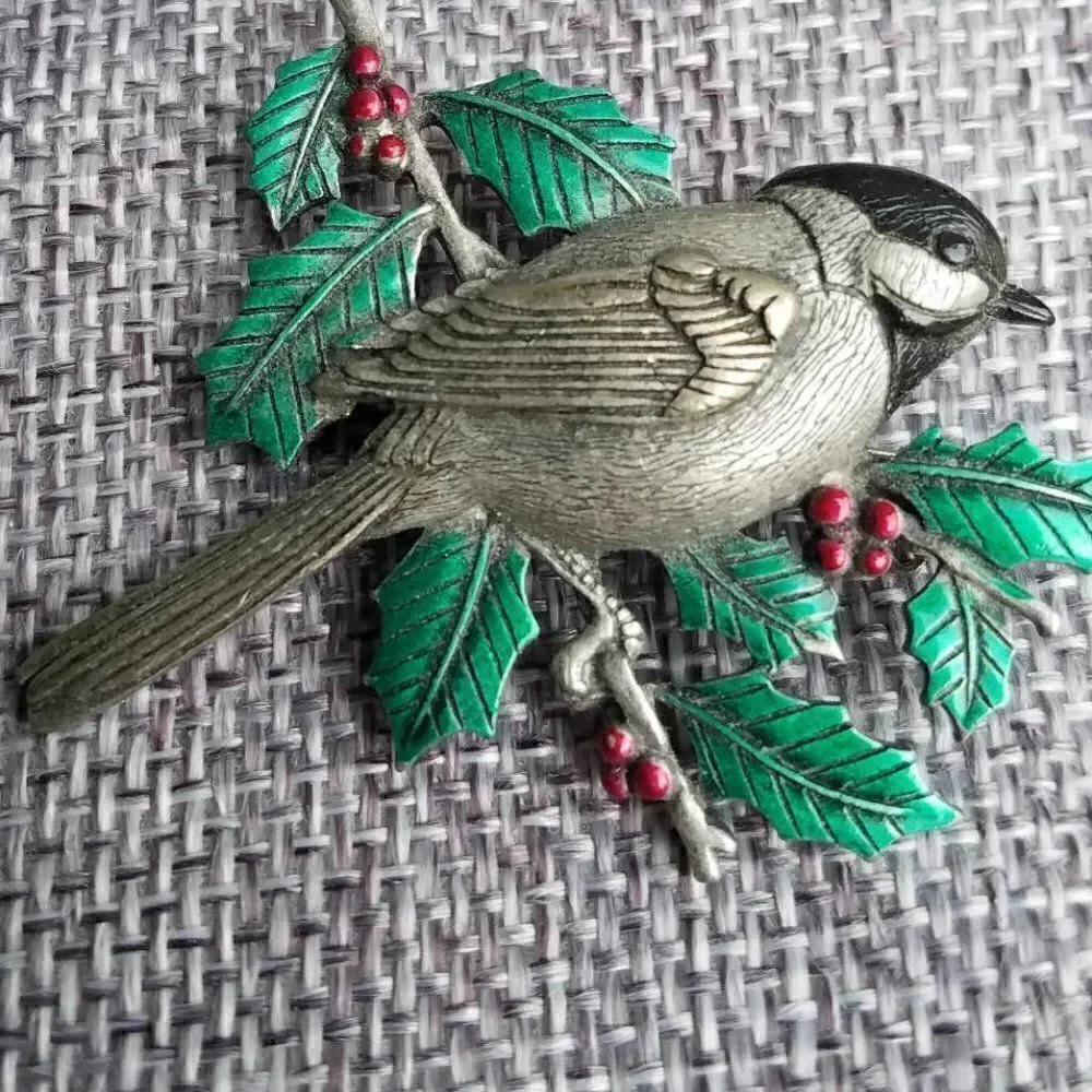 Vintage signed J J Jonette Bird on Holy Brooch